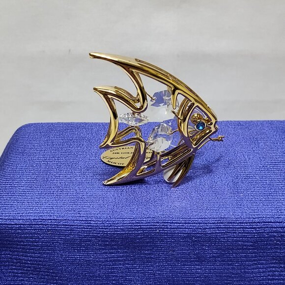 Crystal Delight 24K Gold Plated Angel Fish Suncatcher Suction Cup Mount Window - Picture 1 of 8